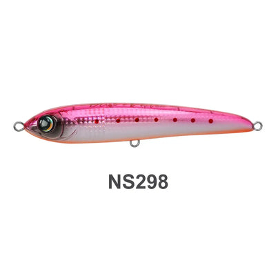 Noeby Blue Vortex floating stickbait lure color NS298, pink translucent body