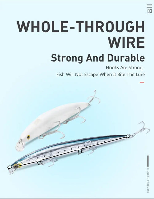 Kingdom Isca artificial fishing lure, white minnow body with treble hooks