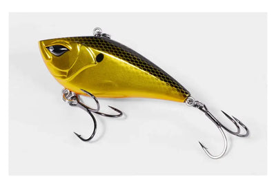 NOEBY lipless crankbait lure, gold with hex scale pattern and treble hooks (D026)
