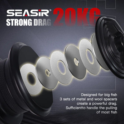 Black spinning reel spool edge and line guide detail