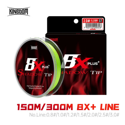 Green 8-strand braided PE fishing line spool, Shadow Tip, 150m/300m