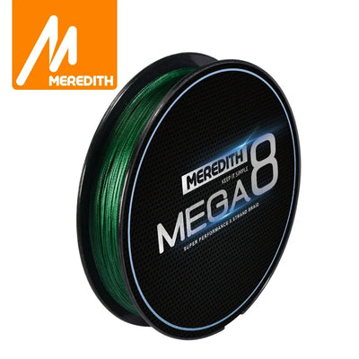 Braided fishing line spool with green strand winding