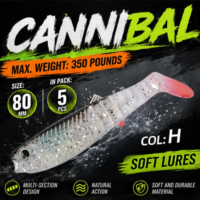 Silver glitter paddle tail swimbait with pink tail, soft bait body and fin detail.