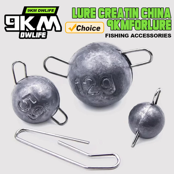 Set of gray ball sinker hook clips with metal wire prongs and swivels
