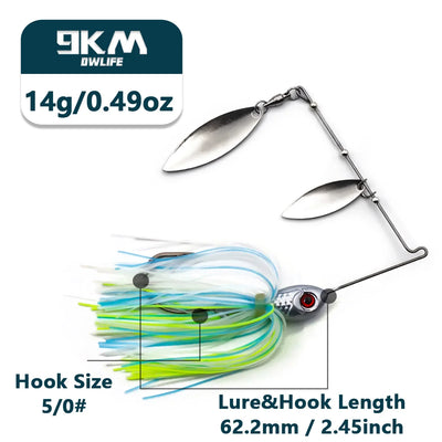 9KM DWLIFE Spinnerbait – Double Willow Blade | Ball Bearing | 10g & 14g | Bass Barramundi Golden Perch