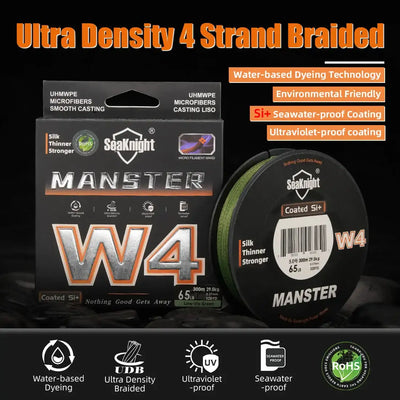 SeaKnight Brand W4 Series Ultra-Thinner 4 Strands Fishing Line 300M 500M Stronger Anti-UV Anti-Saltwater Si+coating Braided Line -  - Cast N Go