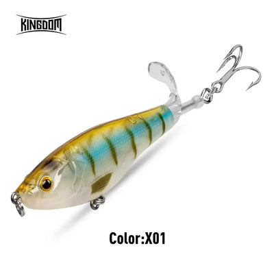 Floating hard fishing lure, gold and silver body with treble hooks