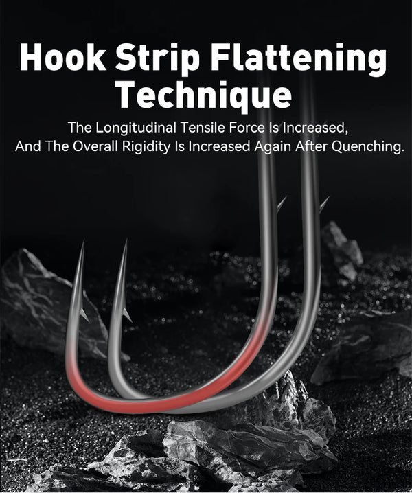 Curved jig hooks with dark gray oval lead head and red accent along the hook