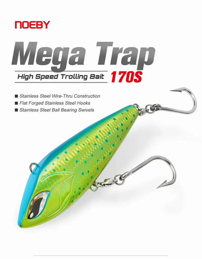 NOEBY-Sinking VIB Fishing Lure, Artificial Hard Baits for Wahoo Tuna, Big Game Fishing, Mega Trap, 170mm, 213g 210mm 347g -  - Cast N Go