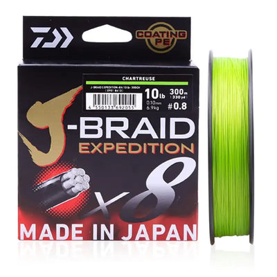 DAIWA braided PE fishing line spool, chartreuse line on reel (10 lb, 300 m)