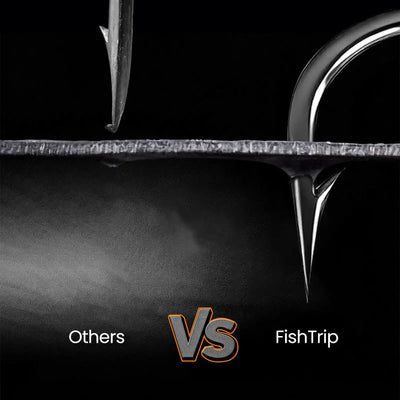 FishTrip long shank barbed hook tip close-up, point and barb visible