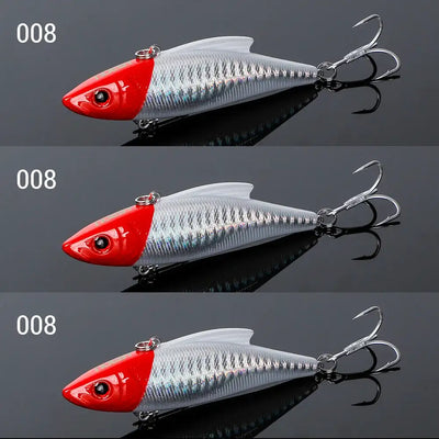 Three-piece sinking crankbait lure set with red and silver-blue shad lures