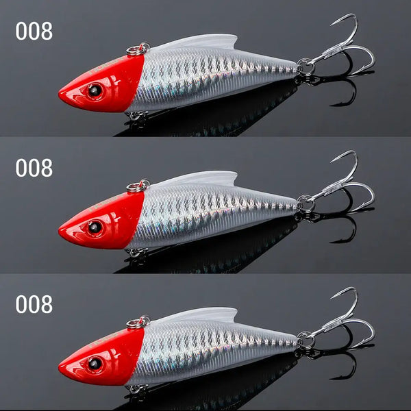 Three-piece sinking crankbait lure set with red and silver-blue shad lures