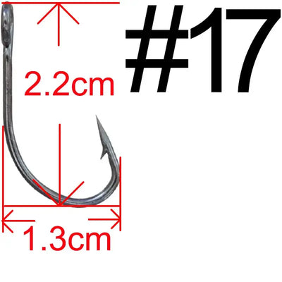 Crank fishing hook #17, barbed single hook; 2.2cm length, 1.3cm gap