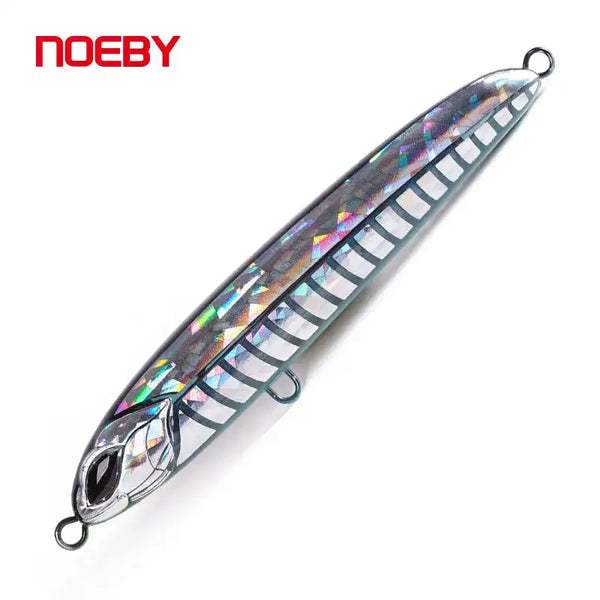 NOEBY heavy sinking stickbait lure, dark blue metallic with holographic stripe pattern