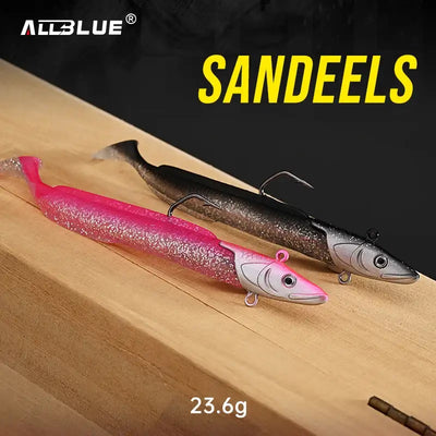 Soft paddle tail fishing lure, pink glitter with gray head and treble hook.