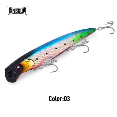 Floating minnow lure, Color:03 blue and green back with black head and red eye, three treble hooks