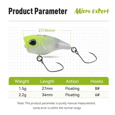 Floating topwater crankbait in green-gray with black treble hooks and split rings.