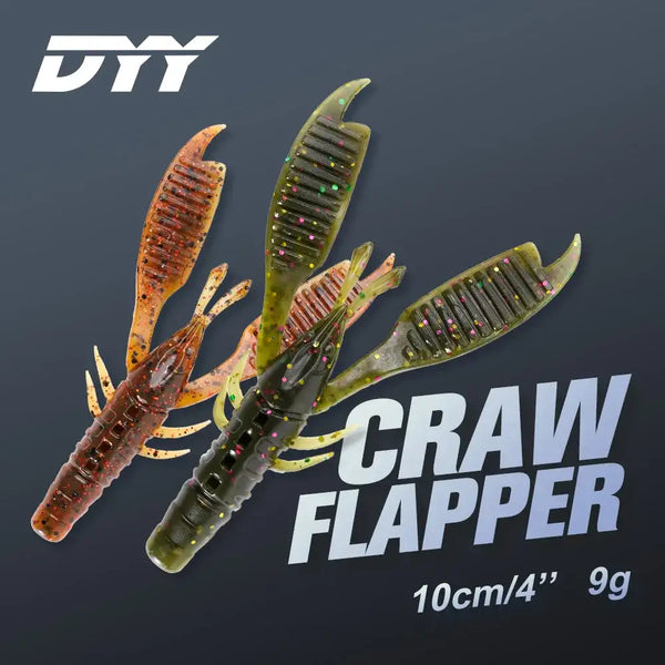 Craw flapper soft plastic jig trailer assortment, orange and green colors