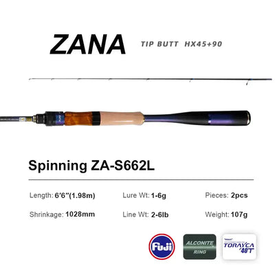 Purelure Zana Premium Lure Rod – Fuji Alconite & SiC | Spinning & Casting | L to H | 6'5" to 7'0"