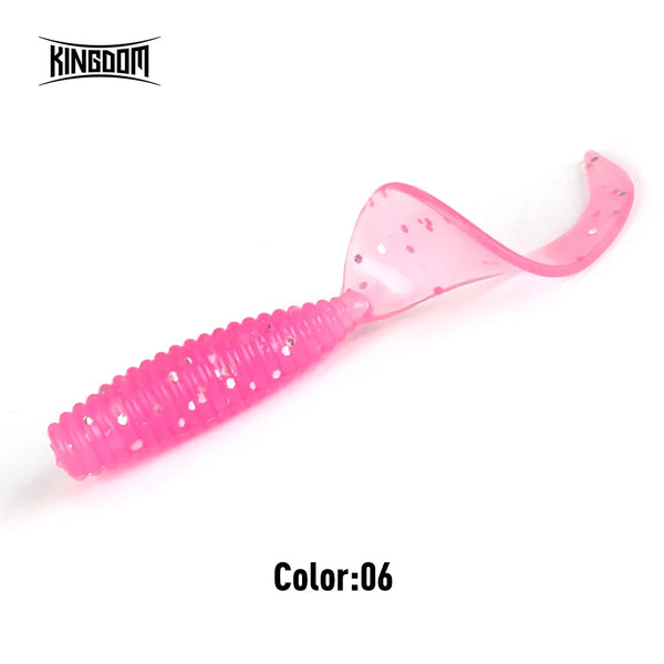 Kingdom Tanan-Tail soft plastic paddle-tail lure in pink, ribbed body