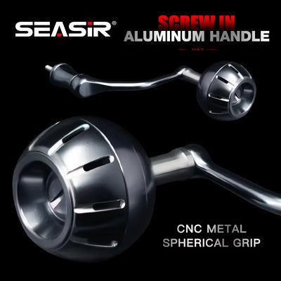 Spinning reel aluminum handle with CNC metal spherical grip and dark spool