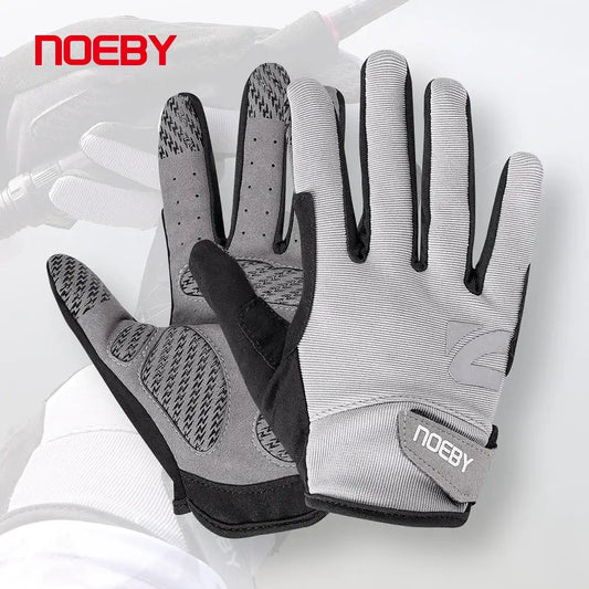 Noeby white fishing gloves with black palm grip and padded finger panels