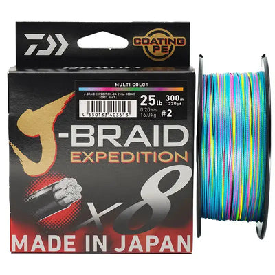 DAIWA braided PE fishing line spool, multi-color line on reel (25 lb, 300 m)