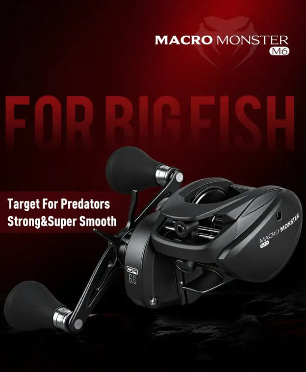 Black low-profile baitcasting reel with EVA handle grips and compact reel body