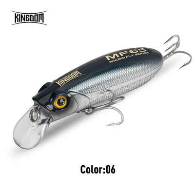 Gray and black crankbait lure with clear lip and treble hooks