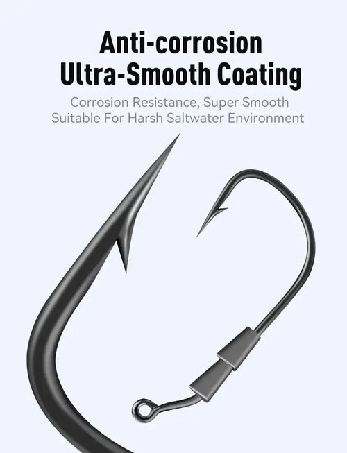Dark coated lead jig hook with curved shank and barbed point, eyelet attachment