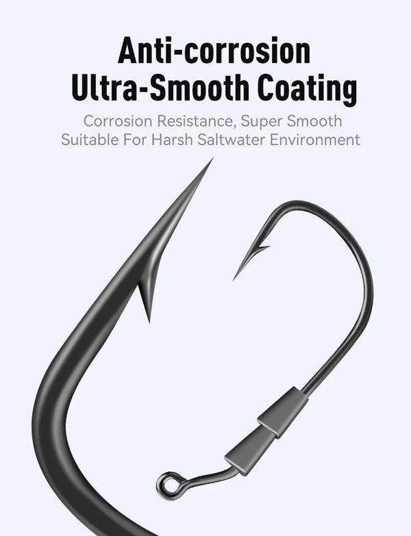 Dark coated lead jig hook with curved shank and barbed point, eyelet attachment
