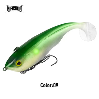 Green soft fishing lure with gold eye and double hook (Color 09)