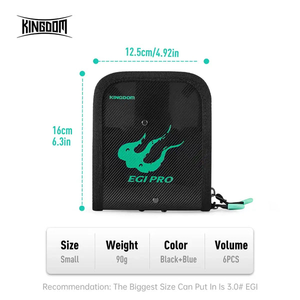 Small black egi storage bag with green octopus logo and hanging side strap