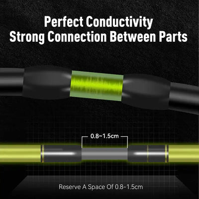 Carbon fishing rod joint with reinforced connector sleeve and spacing guide