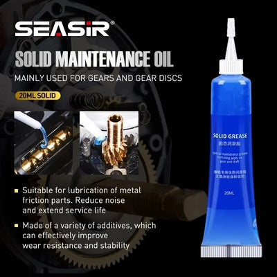 SEASIR solid maintenance oil tube, blue grease bottle for fishing reel gears and discs