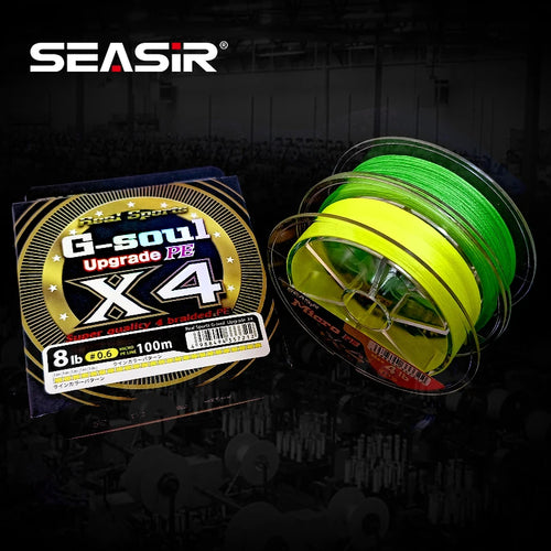 Micro braided fishing line spool with bright green line and boxed line label