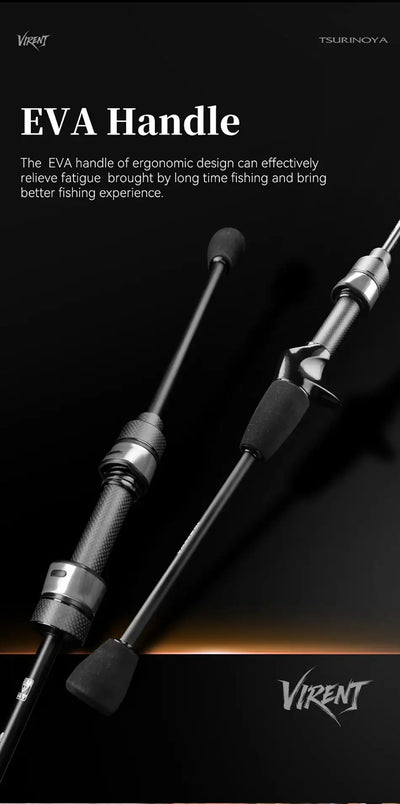 Fishing rod with EVA handle foam grip and reel seat, dark rod blank