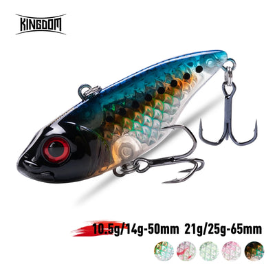 Kingdom VIB sinking hard bait crankbait, blue hologram body with red eye and treble hooks
