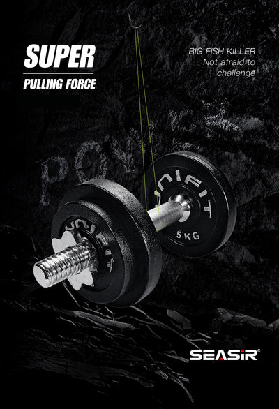 Braided fishing line pulling force test between weight plates