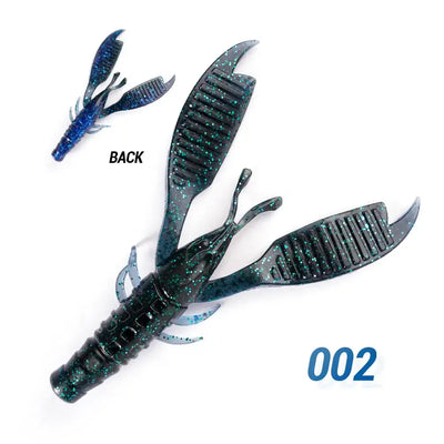 Soft plastic bass jig trailer craw, dark blue-green glitter, code 002