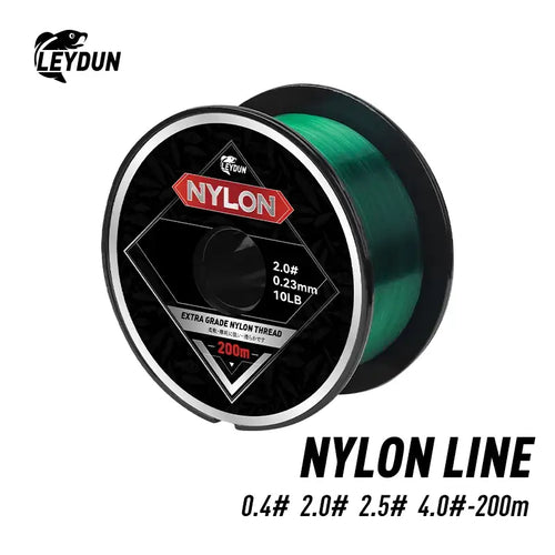 LEYDUN Super Strong Nylon Fishing Line 200m Japan Durable Monofilament Wire Sea Freshwater Main Line Leader Fishing Wire 2-20LB -  - Cast N Go