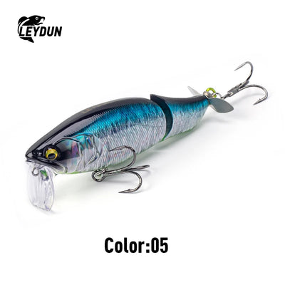 LEYDUN floating minnow lure, blue-silver body with treble hooks