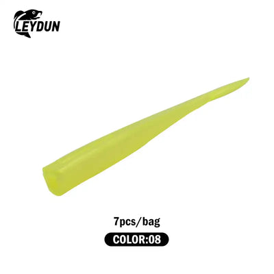 Soft bait fishing lure, light chartreuse translucent body, 7pcs per bag