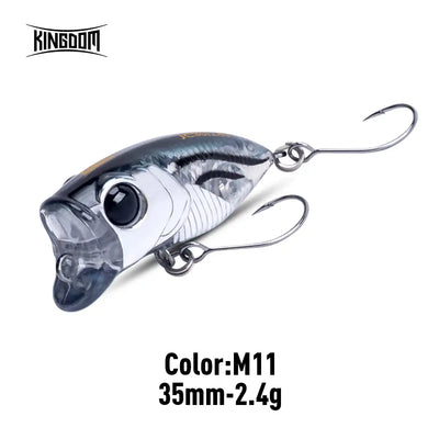 Fishing lure, silver-gray 35mm 2.4g with two treble hooks and black eye