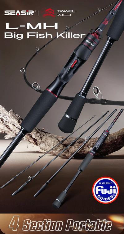 SEASIR Salminus XF Travel Lure Rod – 40T Carbon | FUJI O Guides | 4-Piece | 50cm Packed | Spinning & Casting | L to MH