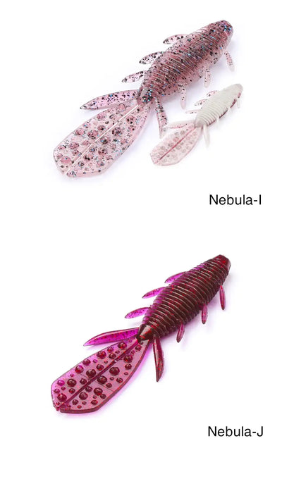 TSURINOYA shrimp soft lure set with pink-purple and pale gray-pink color styles