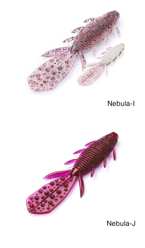 TSURINOYA shrimp soft lure set with pink-purple and pale gray-pink color styles