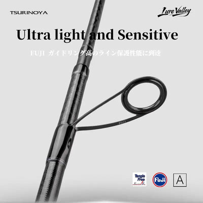 Black carbon spinning rod with Fuji guide ring and wrapped section detail