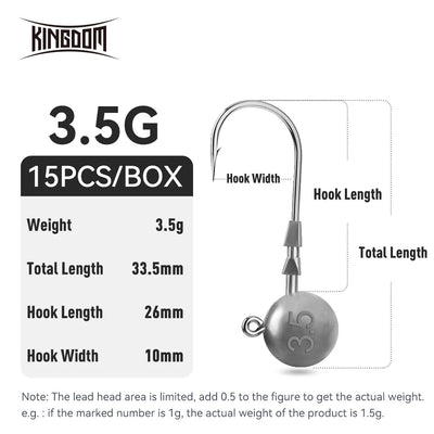 3.5g triple-edge lead head jig hook with round silver head and curved steel hook